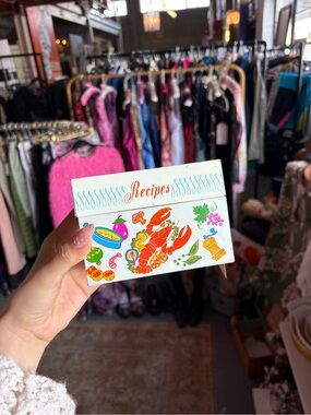 Vintage Recipe Card Box with Colorful Lobster Illustration